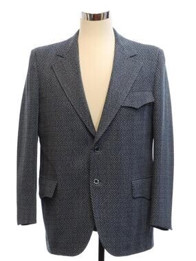Vintage 1970s D. Capps & Sons Navy Blue Double Knit Blazer Men's 42